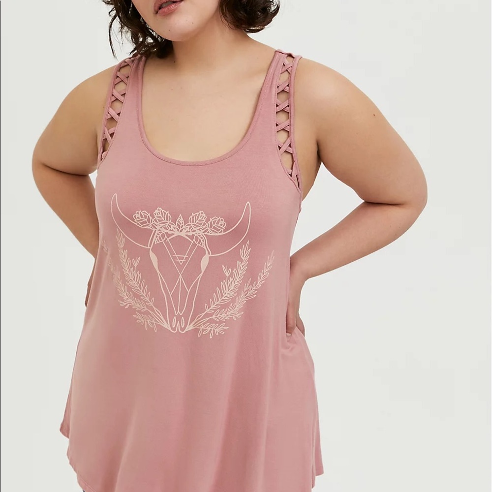 SUPER SOFT DUSTY PINK BULL STRAPPY CUTOUT TANK